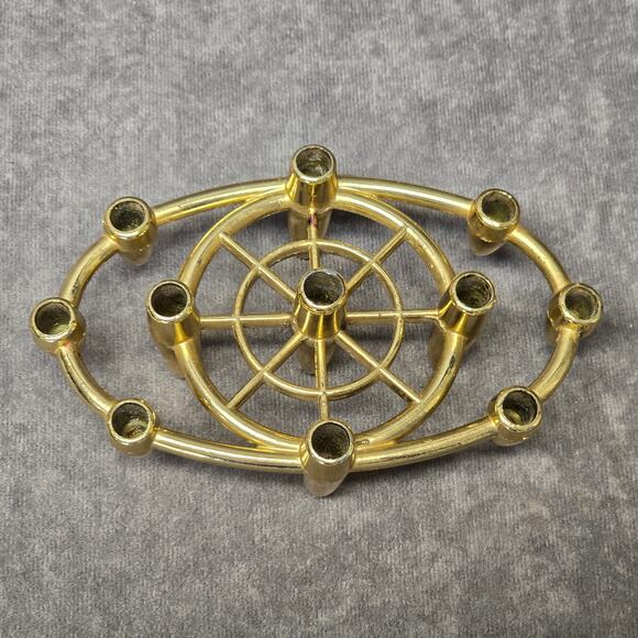 Mid Century Atomic Bullet Style Gold Metal Taper Candle / Pen Holder Faux Brass - Picture 5 of 12